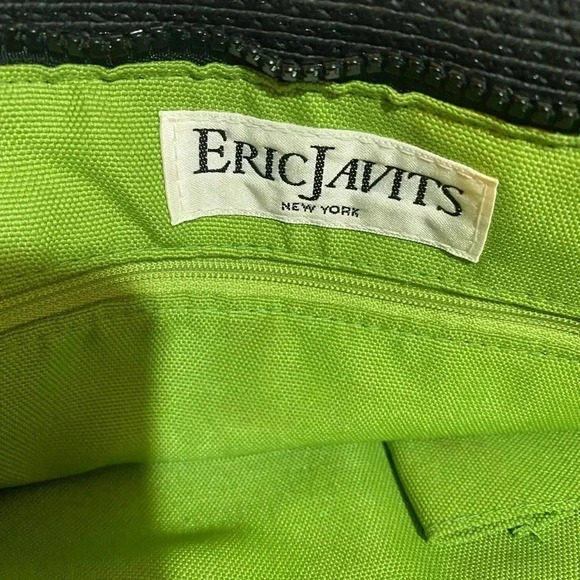 Eric javits black woven straw tote handbag - Picture 9 of 12